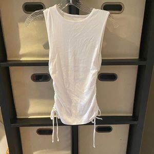 NWT white sleeveless tee with ruched sides size S